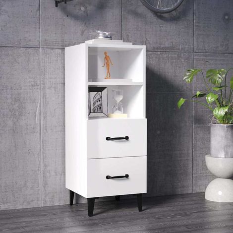 812372 vidaXL Sideboard High Gloss White 34,5x34x90 cm Engineered Wood (1/5)