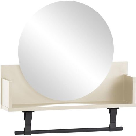 Étagère avec miroir et porte-serviettes, beige crème (1/4)