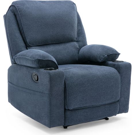 SYDNEY FABRIC MANUAL RECLINER CHAIR 1 SEATER BLUE
