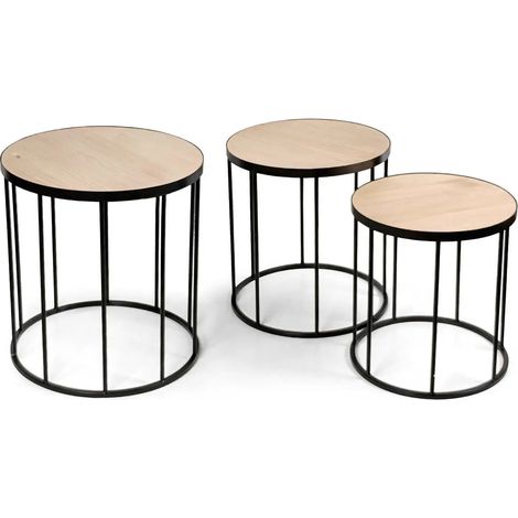 Set aus 3 runden metalltischen Ø48/43/38 cm