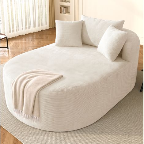 Relaxsessel aus Cordstoff, 170 x 112,5 x 83 cm, montagefrei, hellbeige HAVRYA (1/5)