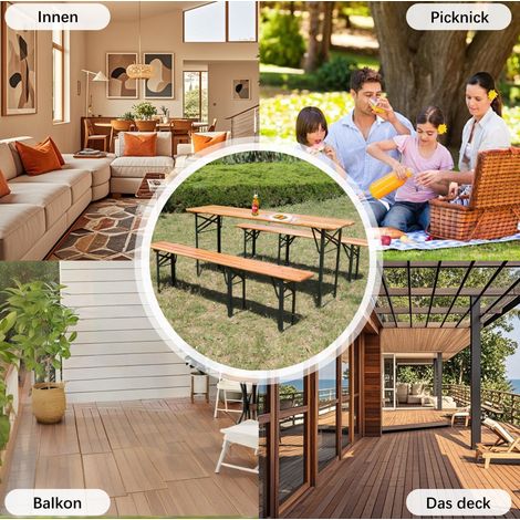 table repas salon pliable 3 pièces 177 cm naturel OKMYHOME (1/3)