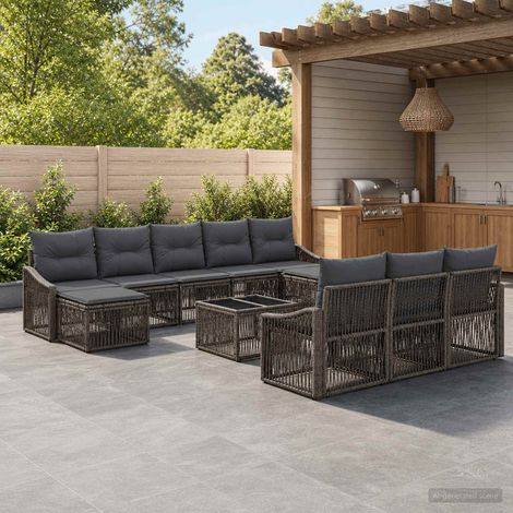 Set Divano da Giardino 11 pcs Grigio polyrattan vidaXL (1/5)