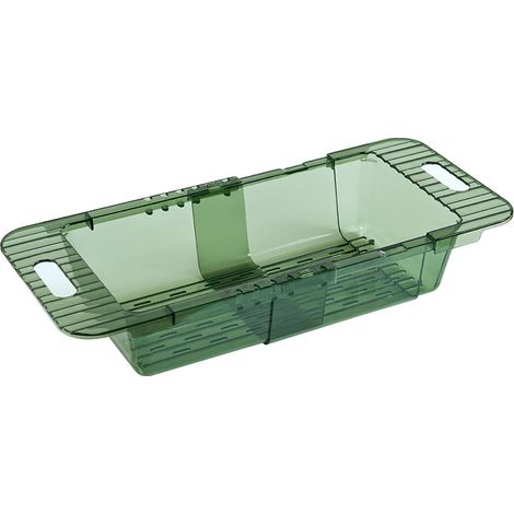 Passoire transparente rétractable pour éviers, conception rapide à écoulement, durable en PET, vert, avec design extensible