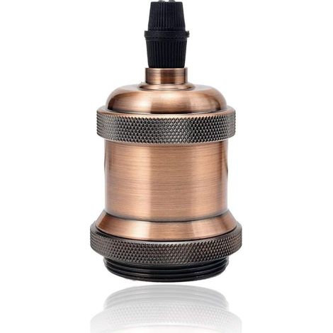 Pieds de lampes Vintage E27 douille de lampe,Edison Rétro suspension lampe,Solide Cuivre Douille pour Plafonds Bricolage Suspension lampe,Rouge Cuivré,1X