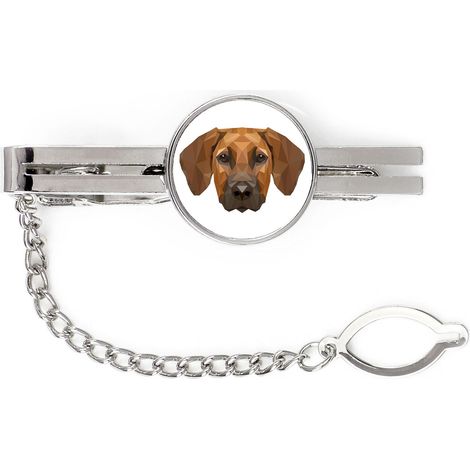 Rhodesian Ridgeback, cane leone africano - fermacravatta geometrico con foto e scritta Art-Dog (1/4)