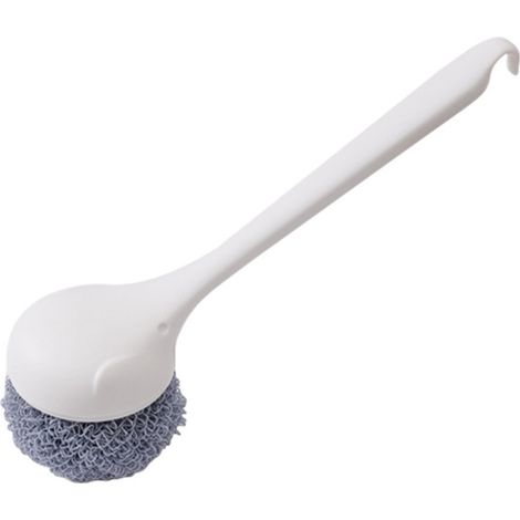 Brosse à vaisselle professionnelle long manche polyester balle récurage nettoyage de pot poêle évier blanc (1/5)