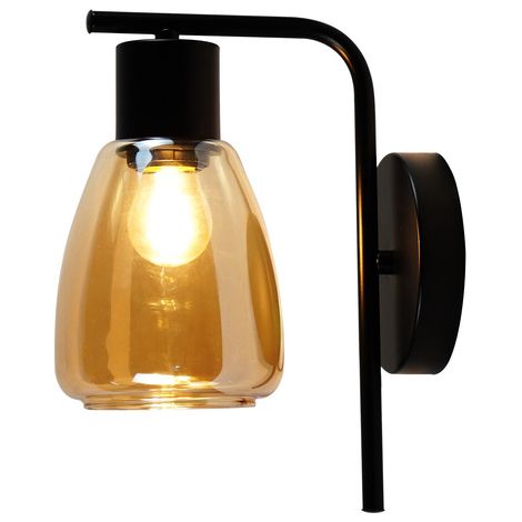 Applique murale noire verre ambre E27 MOLDO Candellux