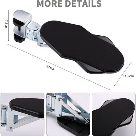 Support De Coude - Pivot 180 Degres - Pour Bureau - Pliaable 90 Degres - Mousse A Memoire De Forme - Acier Inoxydable - 1 Piece (1/5)