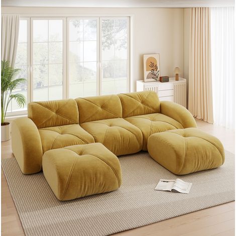 sofá modular 3 plazas chenilla amarillo OKMYHOME (1/5)