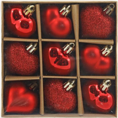 Herzen zum Hängen rot, 9 Stück