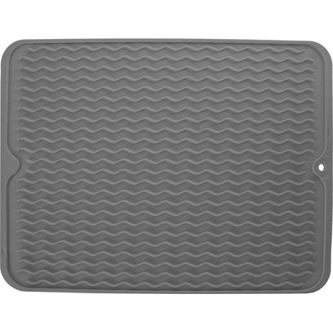Tapis de vaisselle gris rainuré pour un séchage rapide et une hygiène optimale. (1/5)