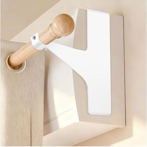 4 Supports de Tringle à Rideaux - Fixation Volet Roulant Sans Perçage - Métal Robuste Antidérapant - Pour Tringles Ø16-28 mm - Intérieur Blanc (1/5)