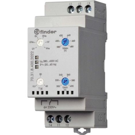 Relais contrôle tension tri 1RT 10A 380 à 415V AC multifonction FINDER 703184002022PAS