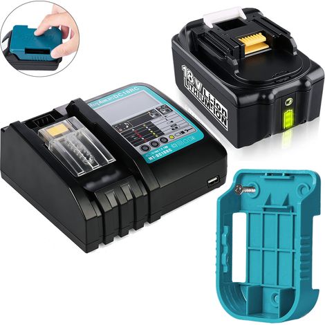 Ersatzakku für Makita 18V 5,0Ah Akku BL1850B mit Ladegerät DC18RC, für Makita 18Volt Ersatz akku BL1860B BL1860 BL1850B BL1850 BL1840B BL1840 BL1830B BL1830 BL1845 BL1815 BL1820 (1/5)