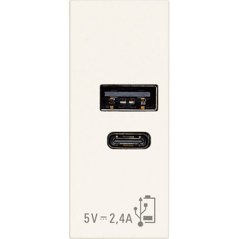 Caricatore USB 2.4A con porte tipo A e C VIMAR Linea Bianca 30292.ACB (1/2)