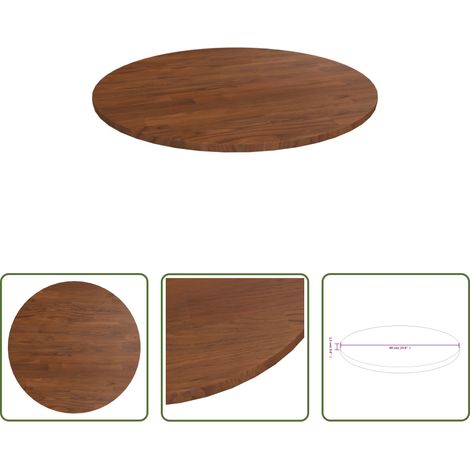 Eichenholz - Runde Tischplatte Dunkelbraun Ø60x1,5 cm Behandeltes Eichenholz (1/5)