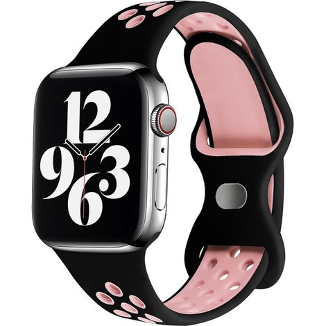 Bracelet sport compatible avec l'Apple Watch, bracelet en silicone respirant à double boucle pour iWatch Series 7 SE (1/5)