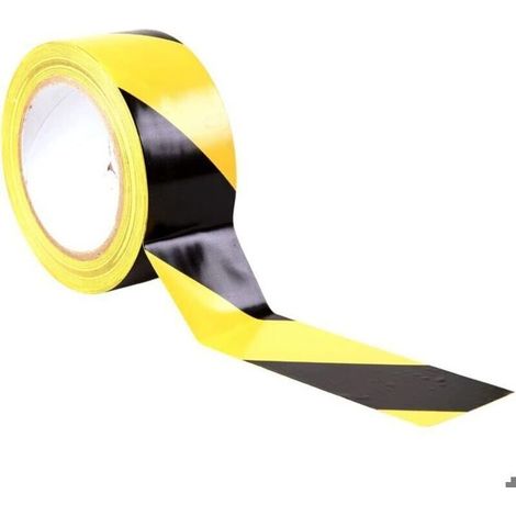 Ruban de signalisation – 48 mm x 33 m par rouleau – pour marquage au sol/sécurité – rayures noires et jaunes – ruban de signalisation (1/4)