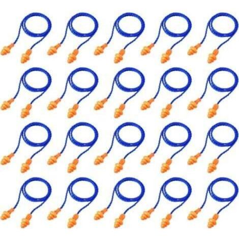 20 Paires, Bleu , Bouchons d'oreilles en Cordon Bouchons d'oreilles en Silicone Réutilisables avec Corde Bouchon d'oreille Anti-Bruit pour Sommeil Protection Auditive (1/5)