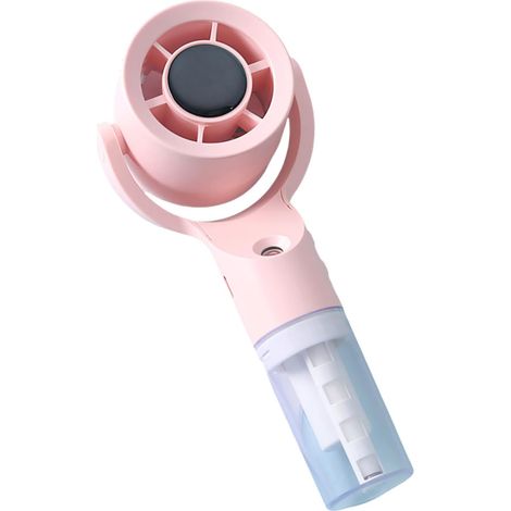Ventilador portátil recargable con nebulizador, silencioso y de 3 velocidades, con conexión USB tipo C, ideal para bebés, viajes, playa, camping y picnics. (1/4)