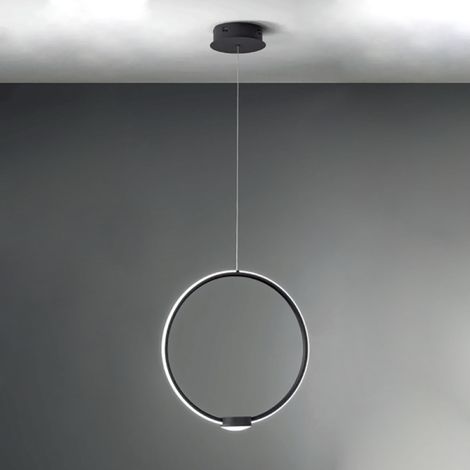 Lampada a sospensione Led OMEGA in metallo verniciato Nero Grande 50 cm (1/3)