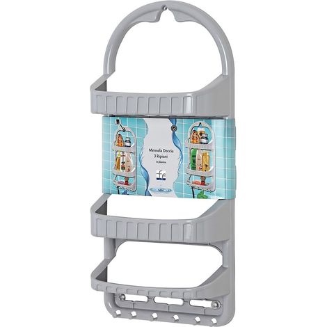 Mensola per Doccia 3 Ripiani in Plastica Linea Ankora - Colore: Grigio (1/3)