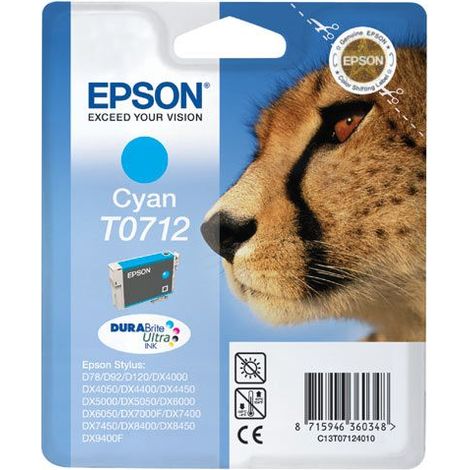 Epson Cheetah Singlepack Cyan T0712 DURABrite Ultra Ink (1/5)