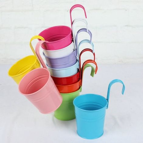 10er-Pack bunte Hängeampeln aus Eisen – 18 cm Durchmesser (1/2)