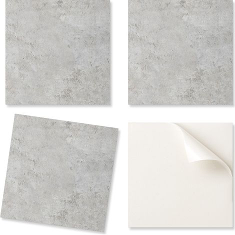 Baldosas de vinilo autoadhesivas con textura de hormig贸n visto impresa, 9x30x30 cm.