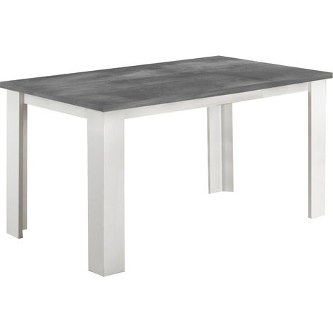 Table à manger rectangulaire gris béton et blanc brillant Sting 160cm (1/4)