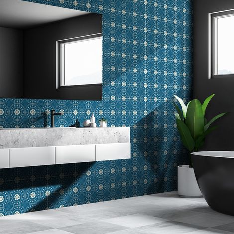 Sticker Mural Carrelage adhésif Cuisine Salle de Bain - 30 STICKERS CARRELAGES AZULEJOS ORTANSIA - 30stickers10x10cm (1/5)