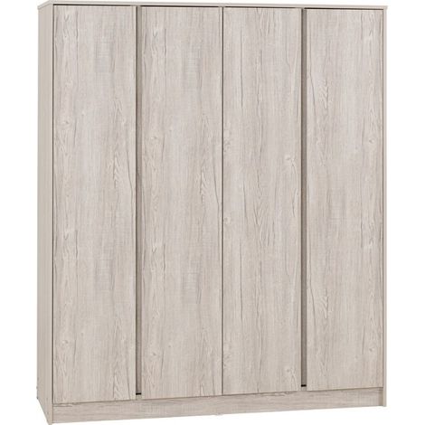 Malvern 4 Door Wardrobe - L50.5 x W150.5 x H180 cm - Urban Snow