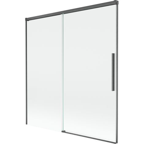 Mexen Rox Duschabtrennung, 2-flügelig, verschiebbar, 150 x 150 cm, transparent, gun gray gebürstet - 8C9-150-001-66-00