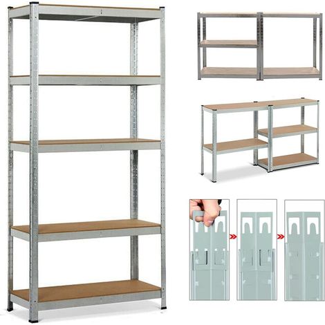 Étagère en métal pour Charges Lourdes - 180 x 90 x 40 cm - Capacité de Charge : 875 kg - 5 étagères réglables (1/5)