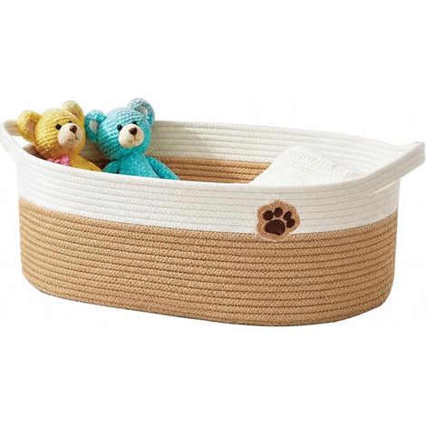 Woven Basket Organizer for Dog Accessories, Clothes, Blankets and Home Use, Fabric Laundry Basket with Handles, 50×20×28 cm, Ma (1/5)
