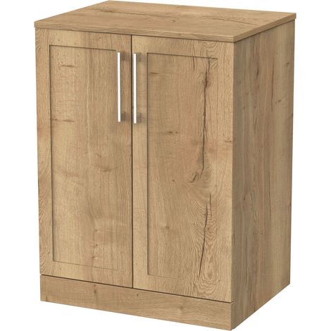 Stonnall Traditional Floor Standing 2 Door Vanity Unit with Laminate Worktop, 600mm, Autumn Oak (1/4)
