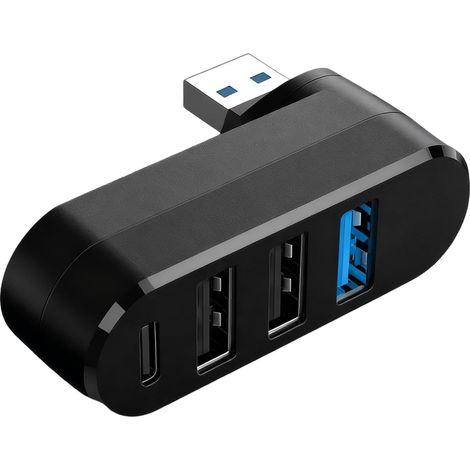4-Port USB 3.0 Multiport Hub with Power Delivery, Multiple USB Adapter for PC, MacBook, Car, Hard Drive, Mouse, Keyboard - 180° Rotatable (1/5)