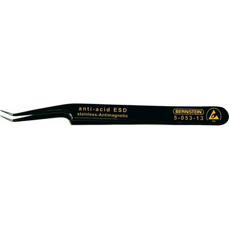 BERNSTEIN Tools for Electronics 5-053-13 Pince brucelle CMS 51 SA-ESD très pointue, oblique/incurvée 110 mm (1/2)