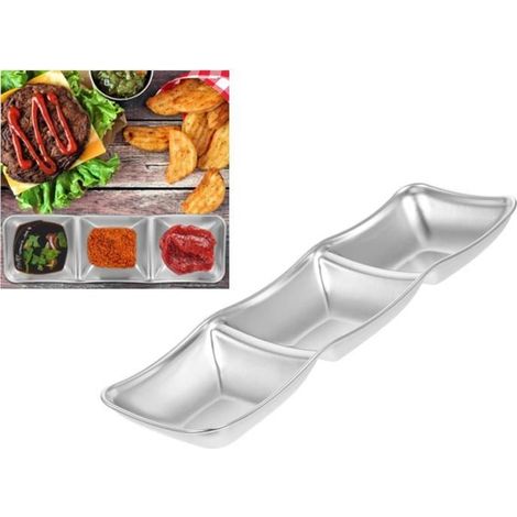 1 bol à tapas en inox, design rectangulaire 24,4x8x3 cm, résistant et lavable au lave-vaisselle, idéal pour apéritifs et barbecues (1/4)