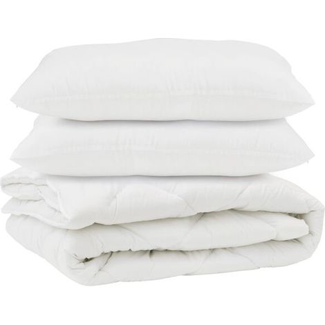Ensemble couette et oreiller en duvet, ensemble 3 pièces, microfibre blanche. (1/5)
