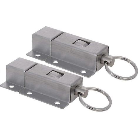 Verrou de porte à barillet, loquet de sécurité à bouton-poussoir et ressort en acier inoxydable 304 (2 pièces) (1/5)