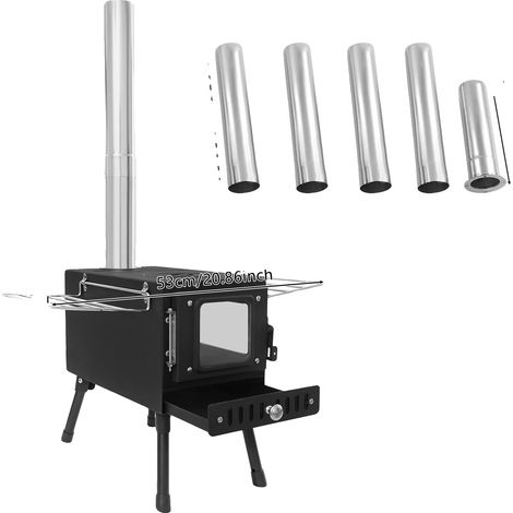 Poêle à bois, Design portable, Évacuation efficace de la fumée, Noir (1/2)