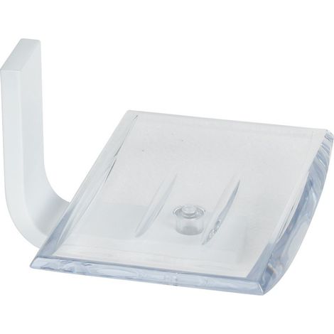 Porte-savon polycarbonate MATERIA en aluminium brillant éloxé blanc - L11,5 x l13 x h7,5 cm - avec adhésif 3M - Koh-I-Noor (1/2)
