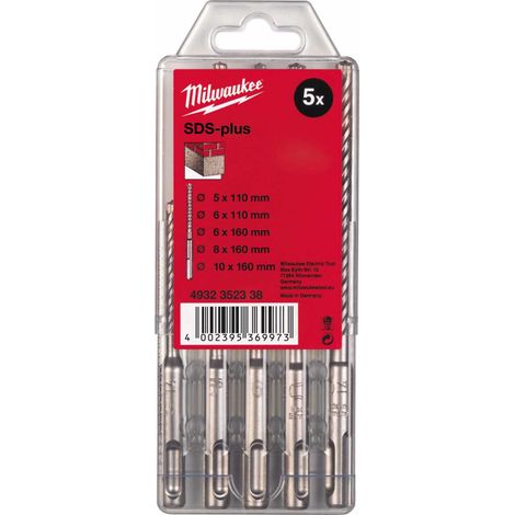 MILWAUKEE Hammerbohrer M2 SDS-Plus Set 5-teilig 5/6 x 110 mm, 6/8/10 x 160 mm (1/3)
