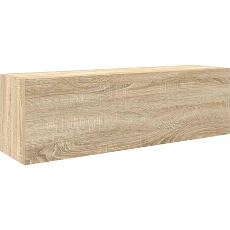Mobiletto da bagno a parete dal design moderno 100 x 25 x 30 cm pratico spazio contenitivo in legno composito effetto rovere Sonoma 020051287