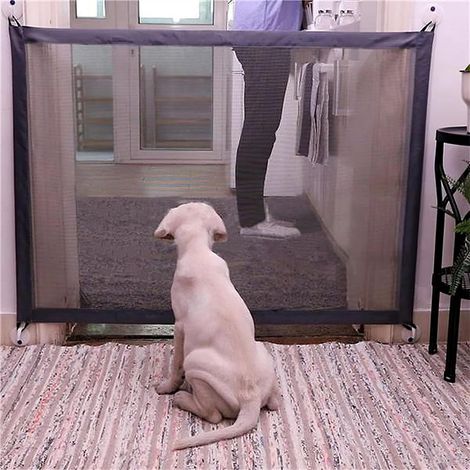 Grille de Porte, Barrière pour Chien, Clôtures Gaze pour Bébé et Animal de Compagnie, Pliage Portatif Porte D'escalier, Porte Magique, Garde de Sécurité 110 x 72 cm (1/4)