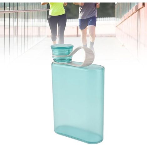 Borraccia piatta da 380 ml, trasparente, formato A5, a prova di perdite, rettangolare, ideale da portare in borsa, come borraccia per acqua fredda per sport all'aria aperta e fitness. (1/5)