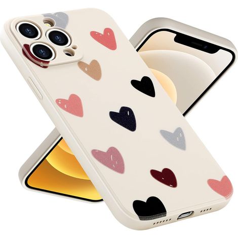 Étui de protection à motif cœur pour iPhone 13 Pro Max, design élégant et mignon, doux et résistant aux rayures, offre une protection complète pour l'objectif de l'appareil photo, convient aux femmes/ (1/2)