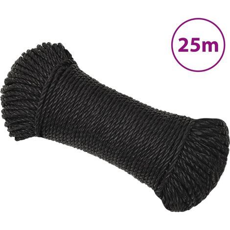 Corde de travail noire, 3 mm, 25 m, polypropylène (1/5)